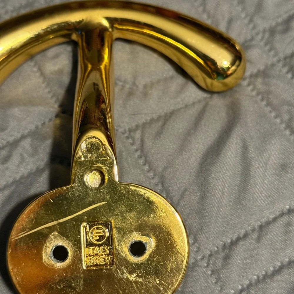Vintage Italian Gold Metal Hotel Coat Hook 1980’s